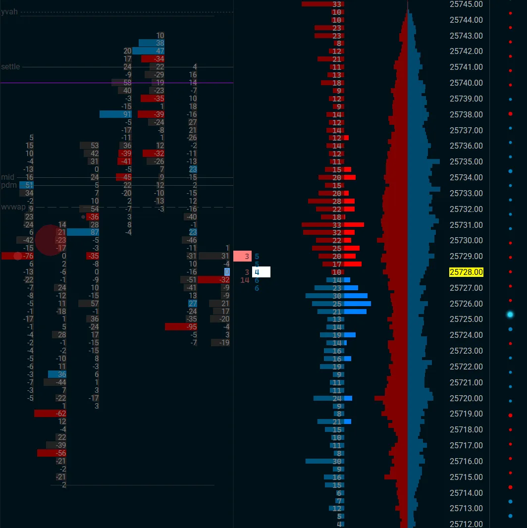FlowLogr DOM ladder showing bid/ask depth